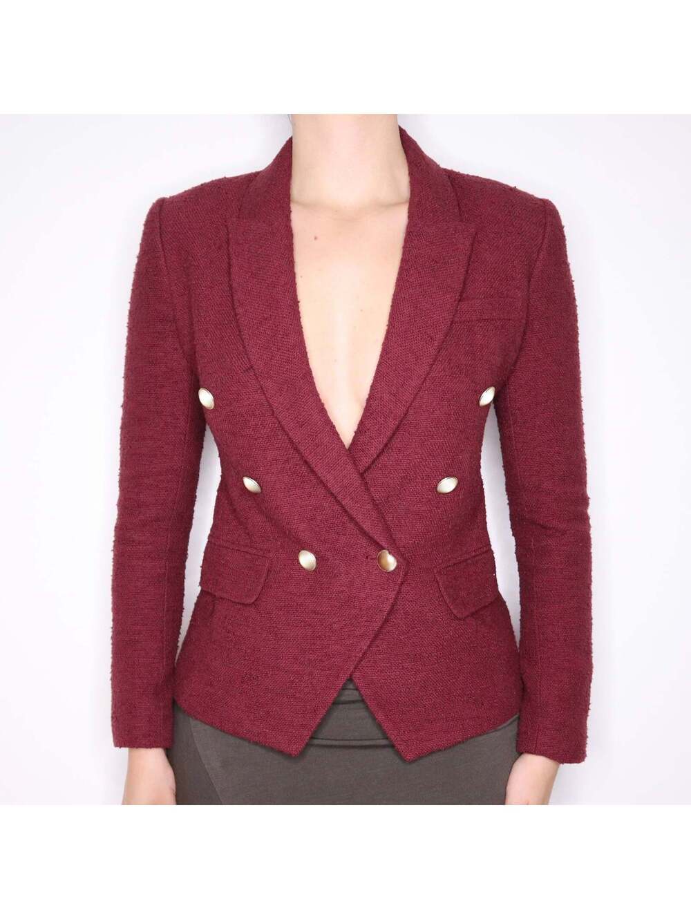 Modarn L'AGENCE Burgundy Textured Blazer (S)
